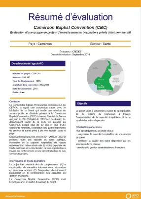 Résumé d'évaluation - Cameroon Baptist Convention (CBC) Evaluation d’une grappe de projets d’investissements hospitaliers privés à but non lucratif
