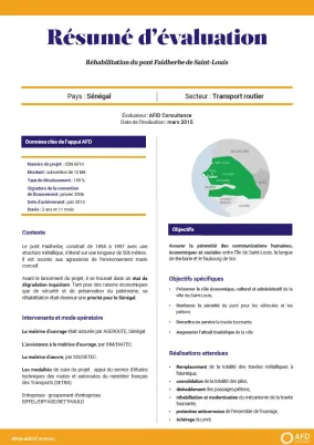 Résumé d'évaluation - Réhabilitation du pont Faidherbe de Saint-Louis, Sénégal