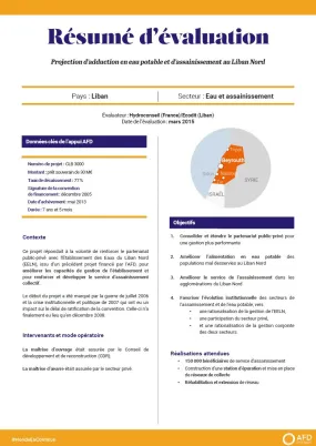 Résumé d'évaluation - Projection d’adduction en eau potable et d’assainissement au Liban Nord