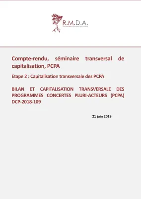 Couv Compte-rendu, séminaire transversal de capitalisation, PCPA