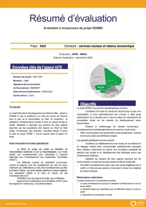 Résumé d'évaluation - Évaluation à mi-parcours du projet SDNM2, Mali