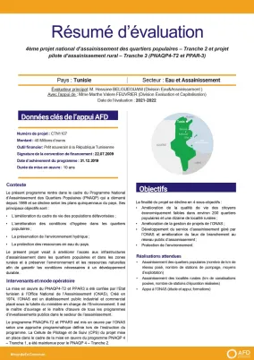 Résumé d'évaluation - Quatrième projet national d’assainissement des quartiers populaires en Tunisie CTN1107