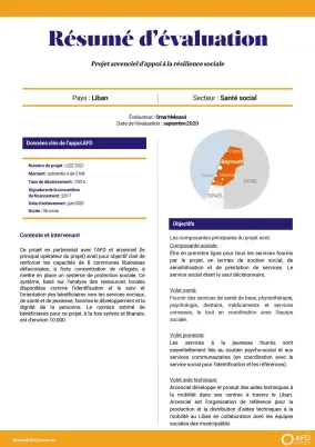 Résumé d'évaluation - Projet Arcenciel d’appui à la résilience sociale au Liban CZZ2321