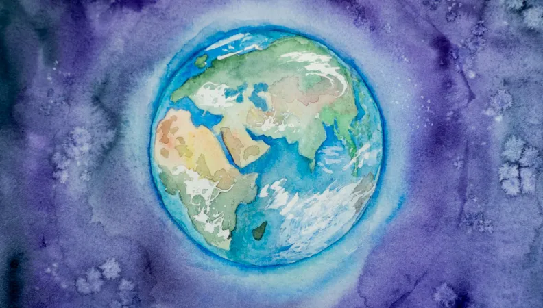 La planète Terre en aquarelle.