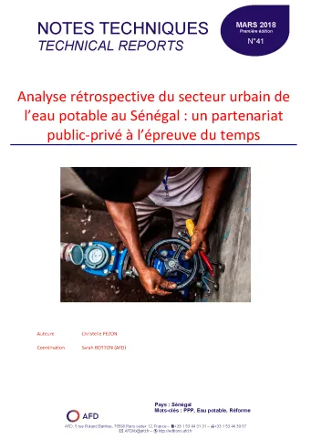 nalyse rétrospective du secteur urbain de l’eau potable au Sénégal : un partenariat public-privé à l’épreuve du temps