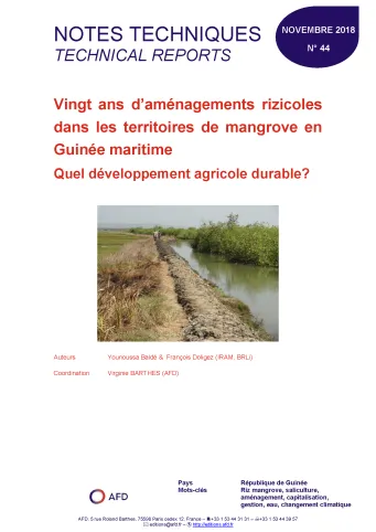 Etudes sur les aménagement rizicoles en guinée maritime