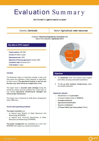 Evaluation Summary - Northwest irrigation sector project, Cambodia