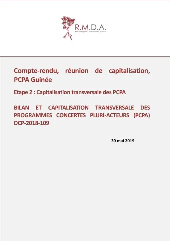 Couv Compte-rendu, réunion de capitalisation, PCPA Guinée