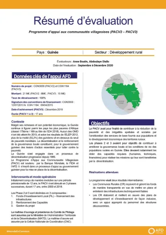 Résumé d'évaluation - Programme d’appui aux communautés villageoises (PACV2-PACV3), Guinée