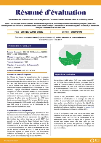 Résumé d'évaluation - Six projets d’aires protégées CZZ3056-CKE1010-CMX1021