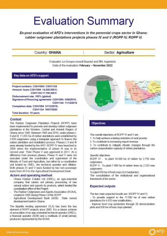 Evaluation Summary - AFD’s interventions in the perennial crops sector, Ghana