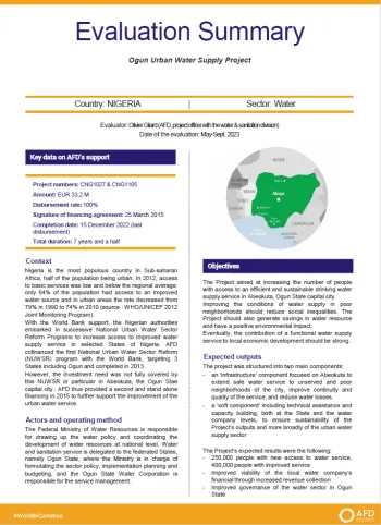Evaluation summary - Ogun Urban Water Supply Project AFD