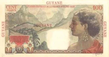 Billet de 100 francs émis par la CCFOM en Guyane